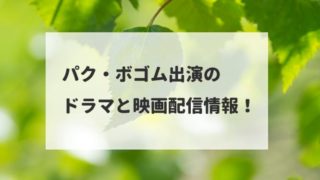 パク・ボゴム出演のドラマと映画配信情報!